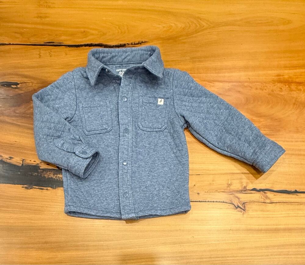 Easy-Peasy Quilted Shacket Blue Shirt Jacket 4t EZPZ